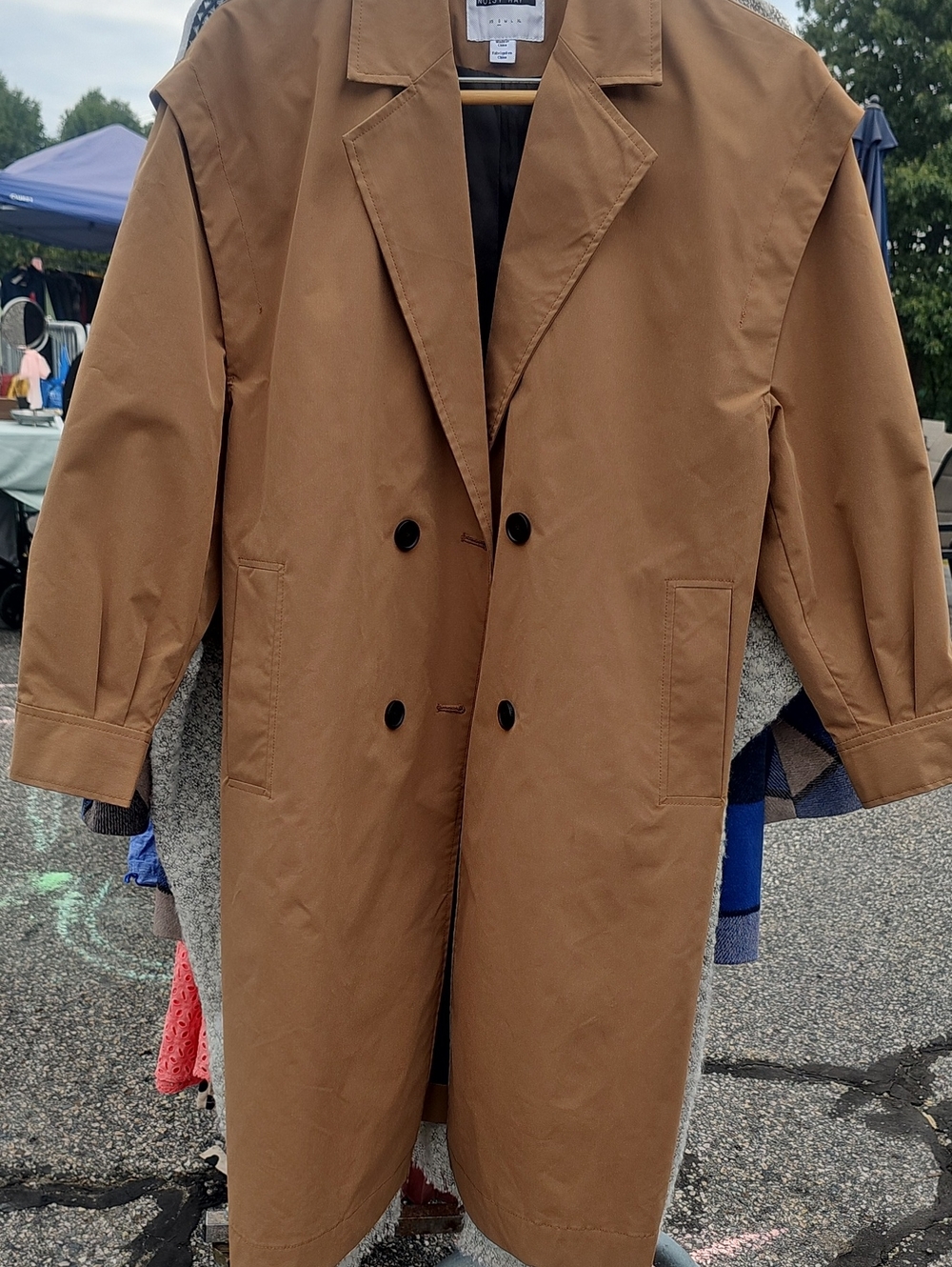 Noisy May Tan Double-Breasted Trench Coat
